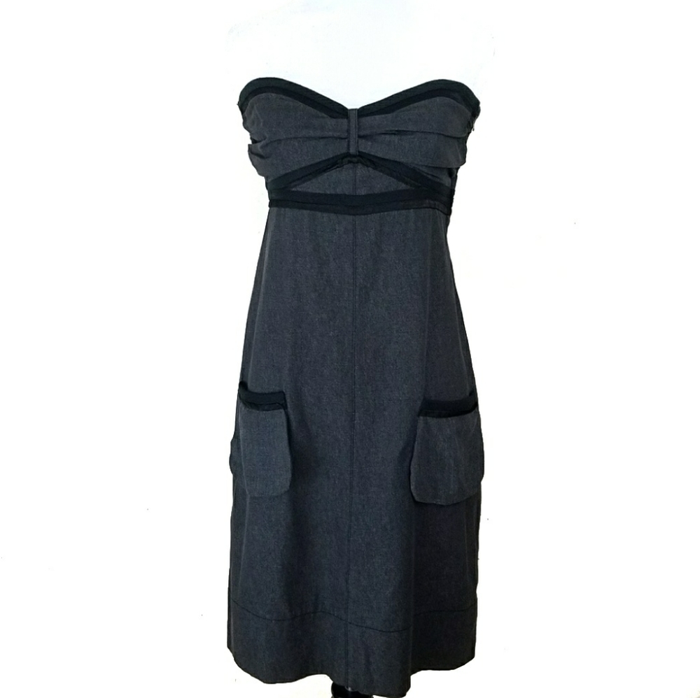 Dallin Chase Grey Strapless Washed Denim Dress